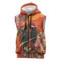 Australia Black Cockatoo Christmas Sleeveless Zip Hoodie Banksia Bottlebrush Aboriginal Art LT14