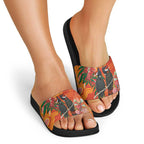 Australia Black Cockatoo Christmas Slide Sandals Banksia Bottlebrush Aboriginal Art - Aussie Hoodie