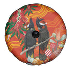 Australia Black Cockatoo Christmas Spare Tire Cover Banksia Bottlebrush Aboriginal Art - Aussie Hoodie