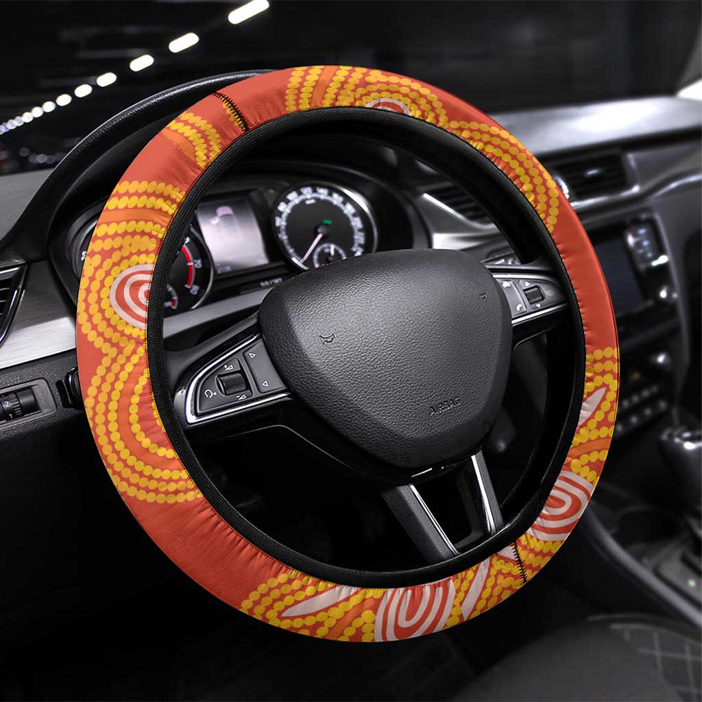 Australia Black Cockatoo Christmas Steering Wheel Cover Banksia Bottlebrush Aboriginal Art - Aussie Hoodie