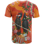 Australia Black Cockatoo Christmas T Shirt Banksia Bottlebrush Aboriginal Art - Aussie Hoodie