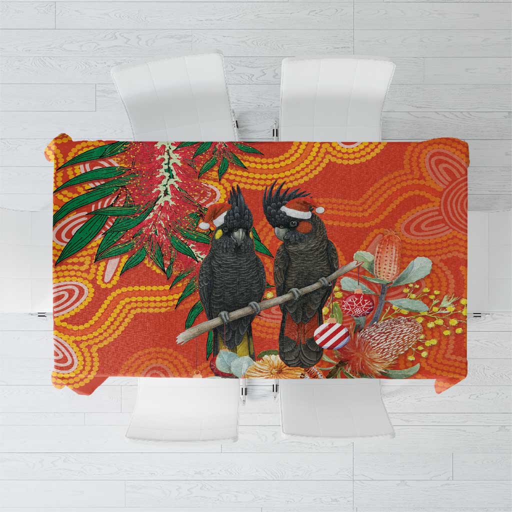 Australia Black Cockatoo Christmas Tablecloth Banksia Bottlebrush Aboriginal Art - Aussie Hoodie