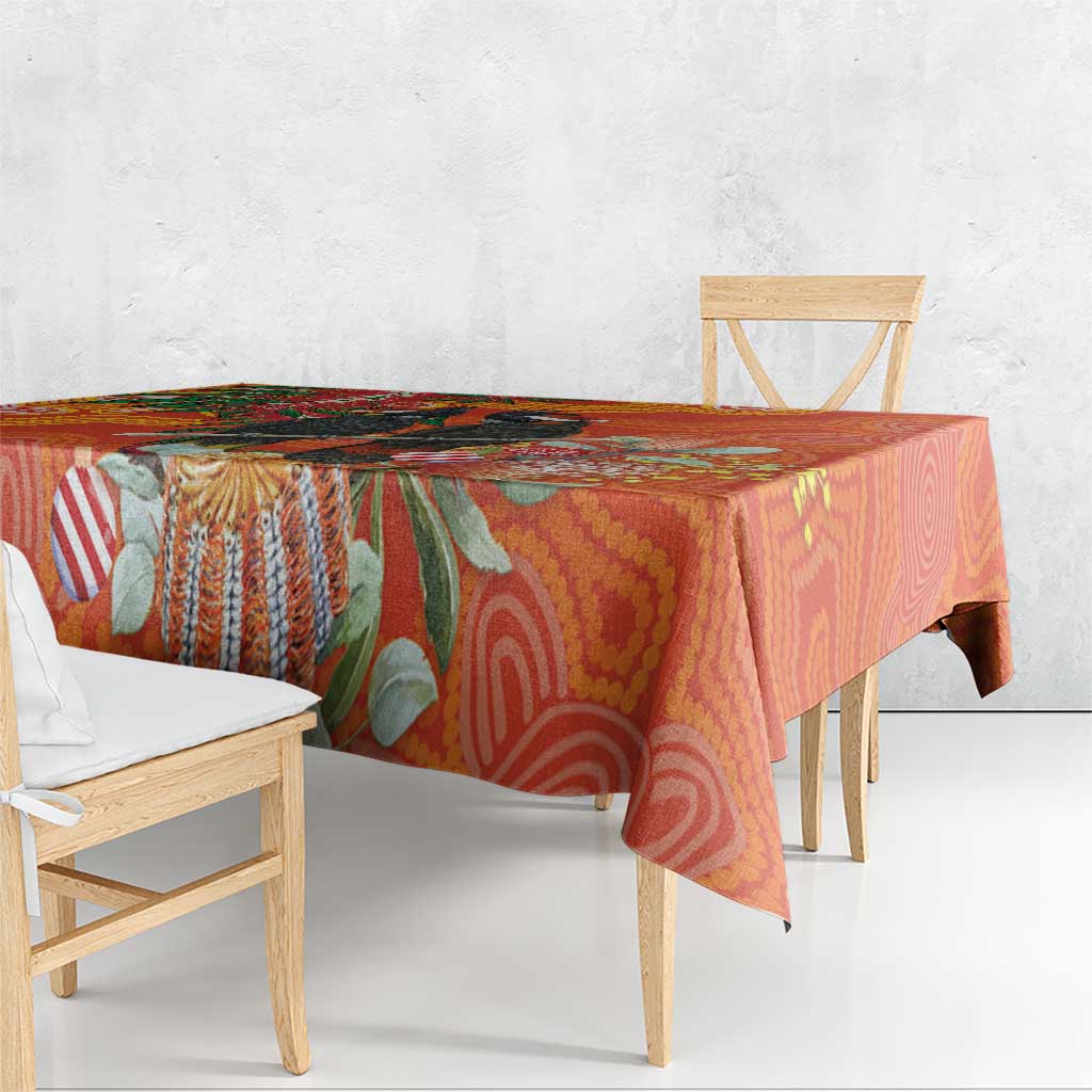 Australia Black Cockatoo Christmas Tablecloth Banksia Bottlebrush Aboriginal Art - Aussie Hoodie