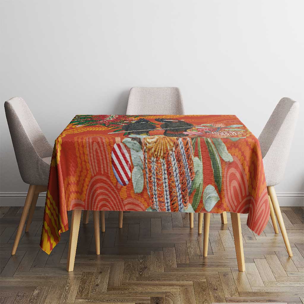 Australia Black Cockatoo Christmas Tablecloth Banksia Bottlebrush Aboriginal Art - Aussie Hoodie