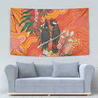 Australia Black Cockatoo Christmas Tapestry Banksia Bottlebrush Aboriginal Art - Aussie Hoodie