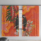 Australia Black Cockatoo Christmas Window Curtain Banksia Bottlebrush Aboriginal Art - Aussie Hoodie