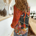 Australia Black Cockatoo Christmas Women Casual Shirt Banksia Bottlebrush Aboriginal Art - Aussie Hoodie