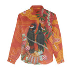 Australia Black Cockatoo Christmas Women Casual Shirt Banksia Bottlebrush Aboriginal Art - Aussie Hoodie
