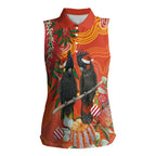 Australia Black Cockatoo Christmas Women Sleeveless Polo Shirt Banksia Bottlebrush Aboriginal Art - Aussie Hoodie