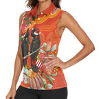 Australia Black Cockatoo Christmas Women Sleeveless Polo Shirt Banksia Bottlebrush Aboriginal Art - Aussie Hoodie