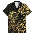 Gold And Black Aoteara Horse Racing Family Matching Tank Maxi Dress and Hawaiian Shirt NZ Maori Pattern