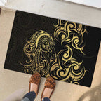 Gold And Black Aoteara Horse Racing Rubber Doormat NZ Maori Pattern