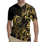 Gold And Black Aoteara Horse Racing Rugby Jersey NZ Maori Pattern