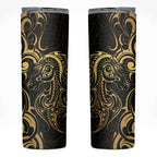 Gold And Black Aoteara Horse Racing Skinny Tumbler NZ Maori Pattern