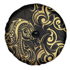 Gold And Black Aoteara Horse Racing Spare Tire Cover NZ Maori Pattern