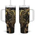 Gold And Black Aoteara Horse Racing Tumbler With Handle NZ Maori Pattern