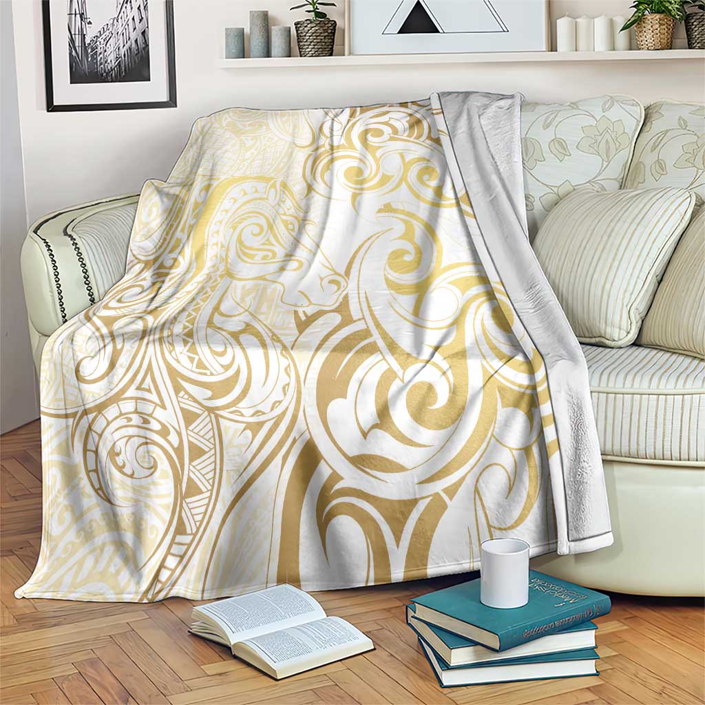 Gold And White Aoteara Horse Racing Blanket NZ Maori Pattern