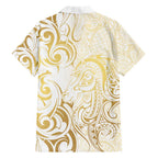 Gold And White Aoteara Horse Racing Hawaiian Shirt NZ Maori Pattern