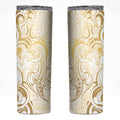 Gold And White Aoteara Horse Racing Skinny Tumbler NZ Maori Pattern