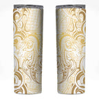 Gold And White Aoteara Horse Racing Skinny Tumbler NZ Maori Pattern