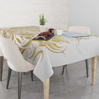 Gold And White Aoteara Horse Racing Tablecloth NZ Maori Pattern