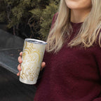 Gold And White Aoteara Horse Racing Tumbler Cup NZ Maori Pattern