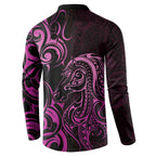 Pink Aoteara Horse Racing Button Sweatshirt NZ Maori Pattern