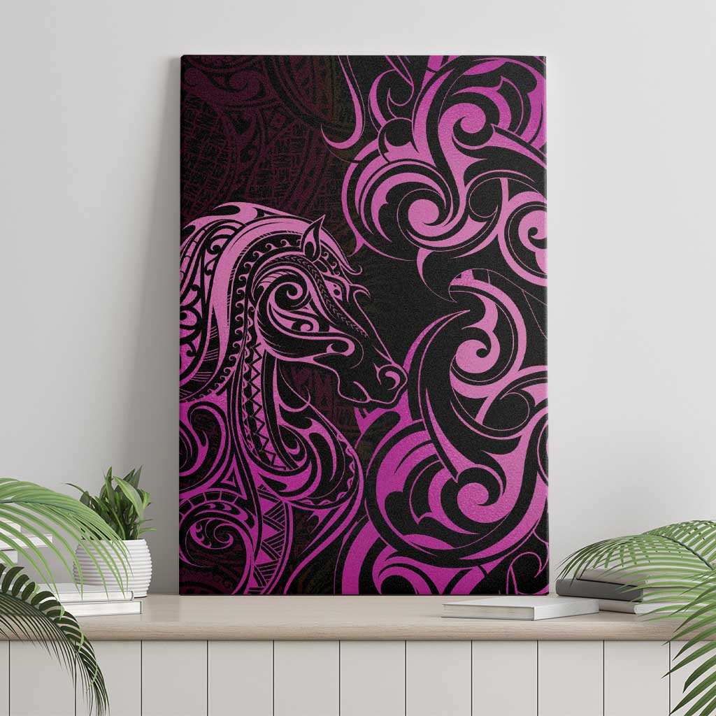 Pink Aoteara Horse Racing Canvas Wall Art NZ Maori Pattern