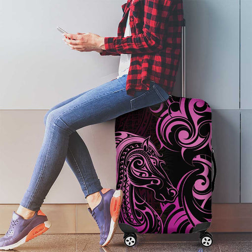 Pink Aoteara Horse Racing Luggage Cover NZ Maori Pattern