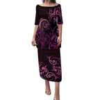 Pink Aoteara Horse Racing Puletasi NZ Maori Pattern