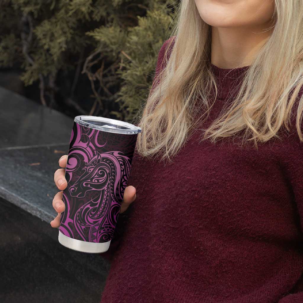 Pink Aoteara Horse Racing Tumbler Cup NZ Maori Pattern
