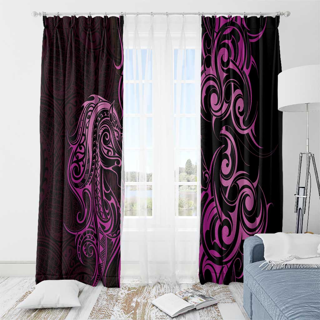 Pink Aoteara Horse Racing Window Curtain NZ Maori Pattern