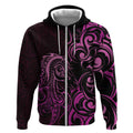 Pink Aoteara Horse Racing Zip Hoodie NZ Maori Pattern