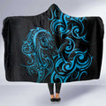 Blue Aoteara Horse Racing Hooded Blanket NZ Maori Pattern