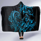 Blue Aoteara Horse Racing Hooded Blanket NZ Maori Pattern