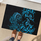Blue Aoteara Horse Racing Rubber Doormat NZ Maori Pattern