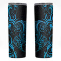 Blue Aoteara Horse Racing Skinny Tumbler NZ Maori Pattern