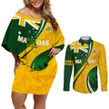 Matildas Soccer Couples Matching Off Shoulder Short Dress and Long Sleeve Button Shirt 2024 Happy Australia Day Kangaroo Aussie Proud - National Color