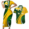 Matildas Soccer Couples Matching Short Sleeve Bodycon Dress and Hawaiian Shirt 2024 Happy Australia Day Kangaroo Aussie Proud - National Color