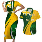 Matildas Soccer Couples Matching Short Sleeve Bodycon Dress and Hawaiian Shirt 2024 Happy Australia Day Kangaroo Aussie Proud - National Color