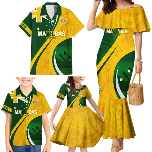 Matildas Soccer Family Matching Mermaid Dress and Hawaiian Shirt 2024 Happy Australia Day Kangaroo Aussie Proud - National Color