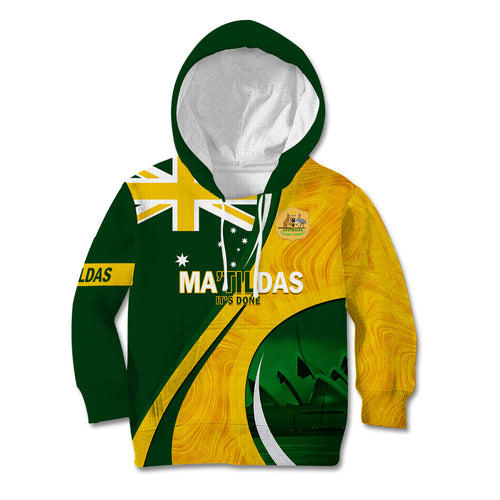 Matildas Soccer Kid Hoodie 2024 Happy Australia Day Kangaroo Aussie Proud - National Color