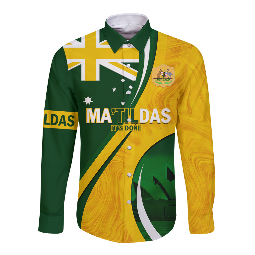 Matildas Soccer Long Sleeve Button Shirt 2024 Happy Australia Day Kangaroo Aussie Proud - National Color