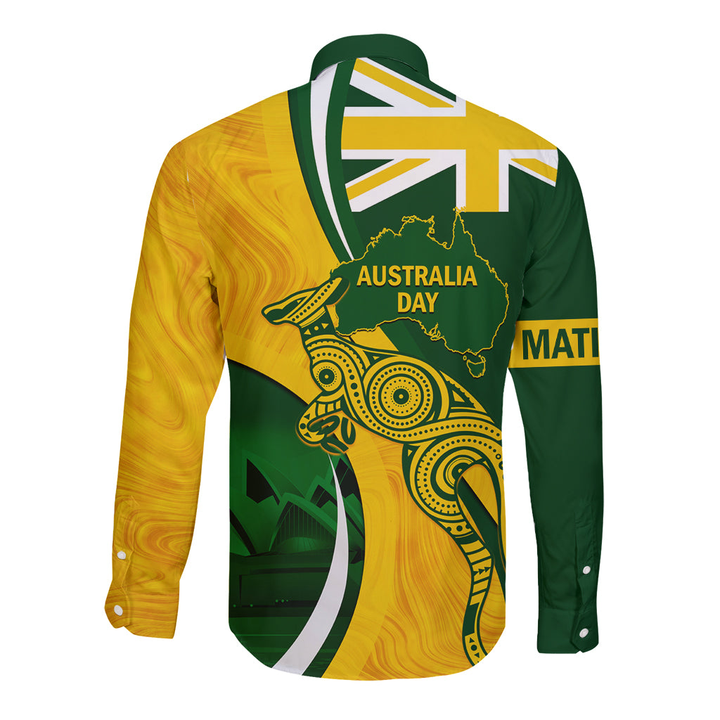 Matildas Soccer Long Sleeve Button Shirt 2024 Happy Australia Day Kangaroo Aussie Proud - National Color