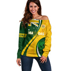 Matildas Soccer Off Shoulder Sweater 2024 Happy Australia Day Kangaroo Aussie Proud - National Color