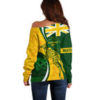 Matildas Soccer Off Shoulder Sweater 2024 Happy Australia Day Kangaroo Aussie Proud - National Color