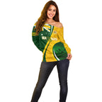 Matildas Soccer Off Shoulder Sweater 2024 Happy Australia Day Kangaroo Aussie Proud - National Color