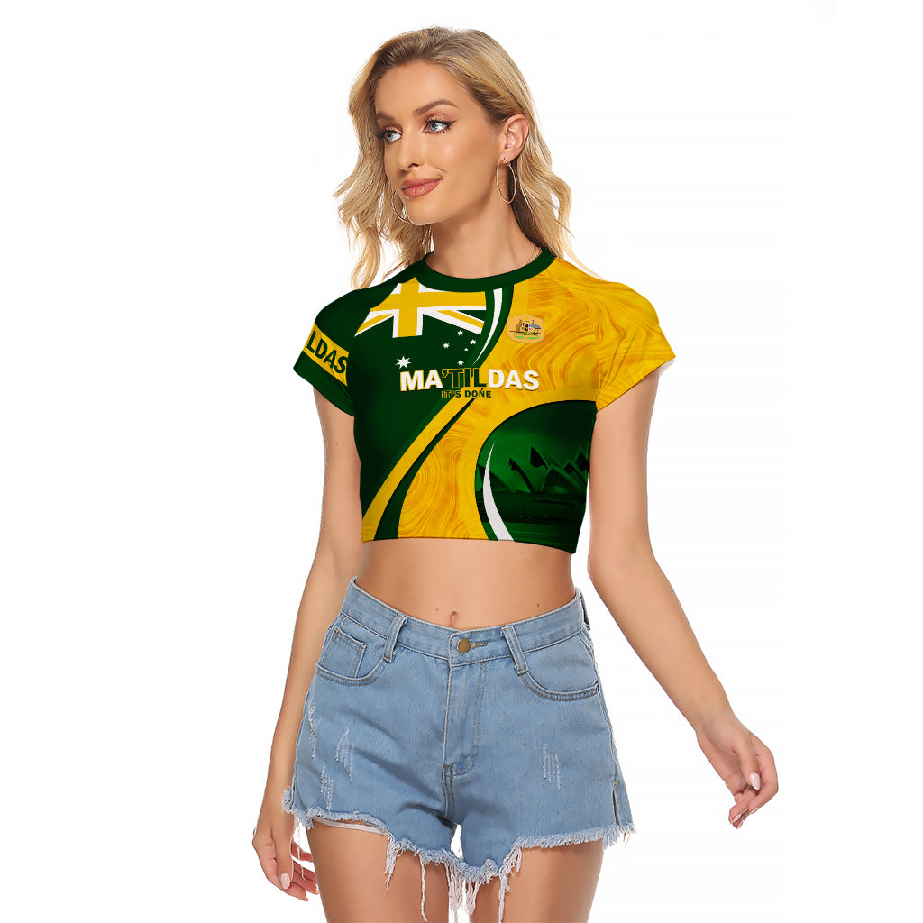 Matildas Soccer Raglan Cropped T Shirt 2024 Happy Australia Day Kangaroo Aussie Proud - National Color