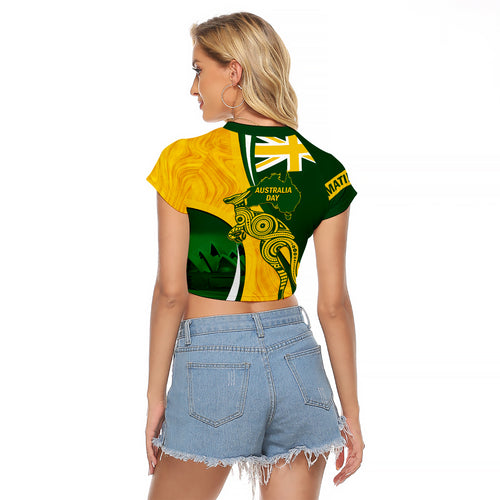 Matildas Soccer Raglan Cropped T Shirt 2024 Happy Australia Day Kangaroo Aussie Proud - National Color