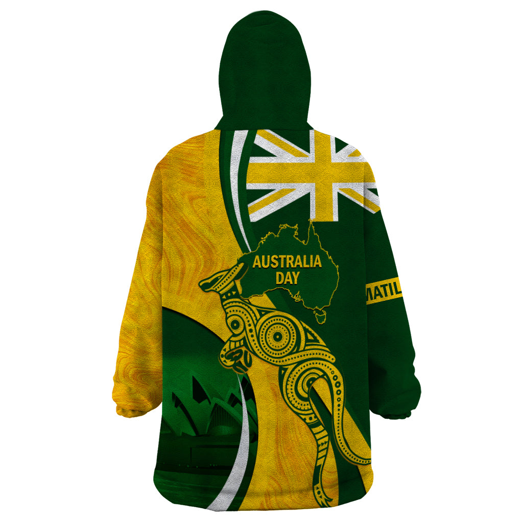 Matildas Soccer Wearable Blanket Hoodie 2024 Happy Australia Day Kangaroo Aussie Proud - National Color